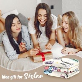 Flpoxzd Sister Gifts from Sisters, Birthday Gifts for Sister, Sis Present for Birthday Christmas, Sis Blanket 60x50 Inch