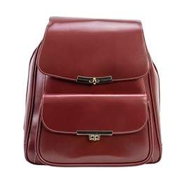 McKleinUSA Women's Leather Business Laptop Tablet Backpack, Red, Small