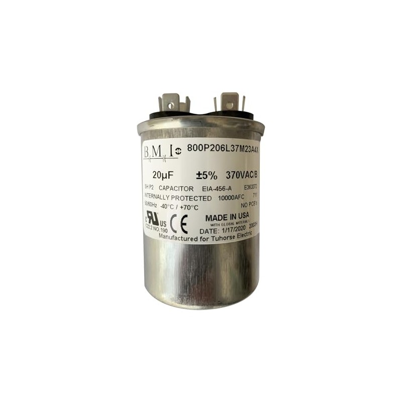 20uF 370VAC Motor Run Capacitor, Compatible Replacement Part for Franklin