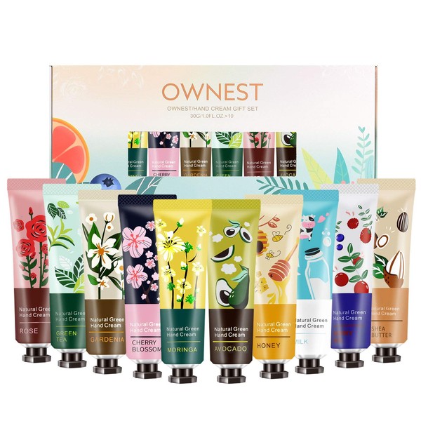 Ownest 10 Pack Plant Fragrance Hand Cream Moisturizing Hand Care Cream Travel Gift Set,For Men And Women-30ml