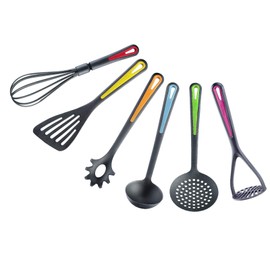 Westmark kitchen utensil set, 6 piece set, spatula, skimmer, spaghetti spoon, soup ladle, potato masher