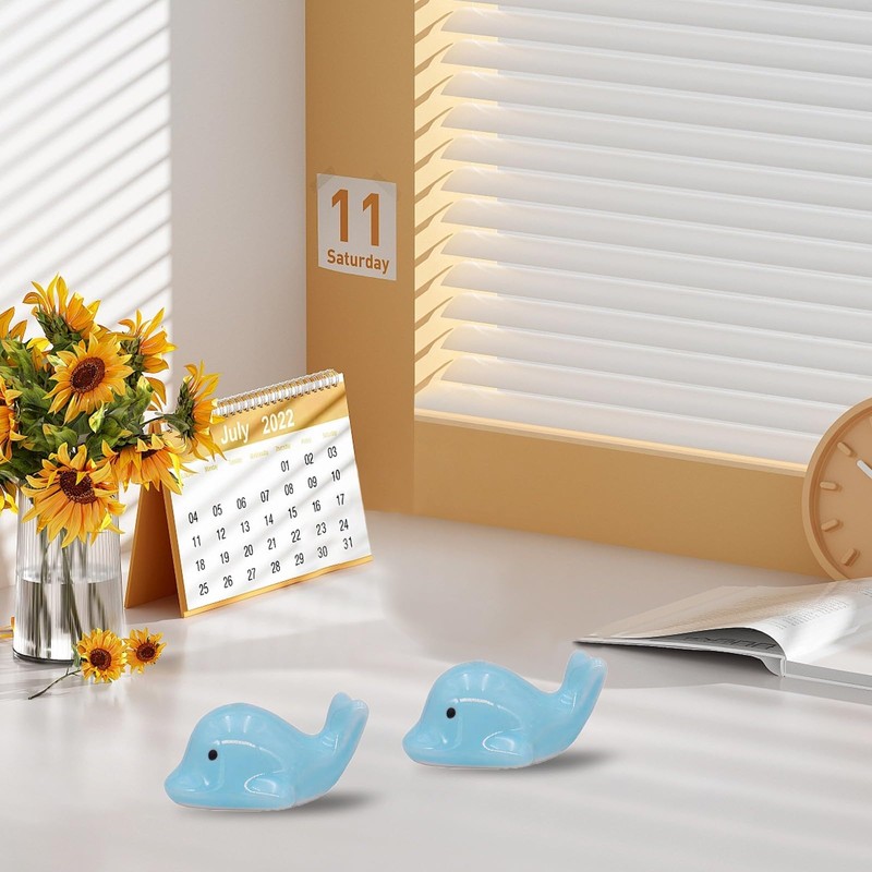 YOUDMEARUD Mini Ceramic Dolphin Figurines - Set of 2 Small