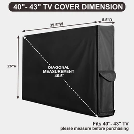 PureFit Outdoor TV Cover 40-43 inch Weatherproof Waterproof Outside TV Covers, Fits up to 39.5"W x 25"H x 5.5"D, Black