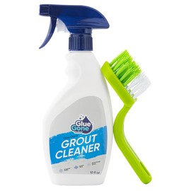 Glue Gone Grout Cleaner Kit - Includes 10 Fl Oz Cleaner with Ergonomic Grout Brush for Easy Scrubbing, Removes Dirt, Soap Scum, & Tough Stains from Tile, Ceramic, Porcelain, Marble & More