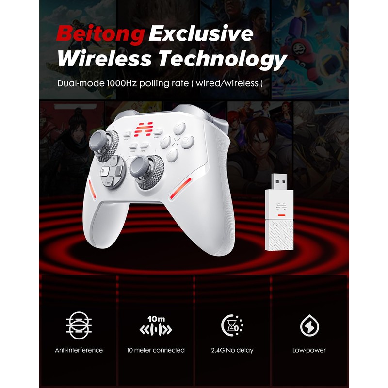 BEITONG KP40 Wireless Controller for PC, Switch/Switch 2, Android, TV,