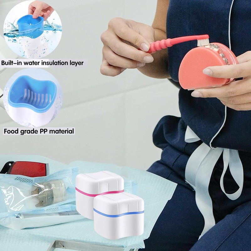 MITUMORMOR Pack of 2 Dentures Case, Dental Prosthesis Case, Dental