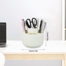 Prmape Desk Organiser 360 Degree Rotatable Pen Organiser White with 5 Compartments Pen Holder Desk Children Large Capacity for School, Family, Office Storage
