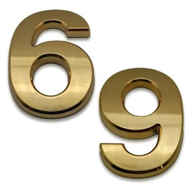 HopeWan 4 Inch House Mailbox Numbers #6, Self-Stick Door Address Sign Number Stickers for Apartment, Home Room, Outside Yard Available, Pack of 2, 2024 Style. (4 Inch - NO.6, Gold)