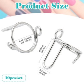 KitBeads 10pcs Adjustable Platinum Nail Rings Reusable Platinum Wudu Nail Rings No Glue Fingertip Rings for Wearing Manicure Art Nails Tools Supplies