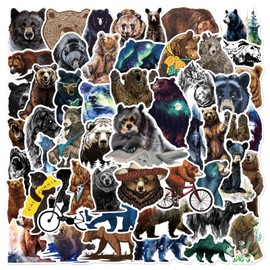 Bear Stickers 50 Pack Laptop Stickers,Vinyl Waterproof Stickers for Water Bottles Skateboard Scrapbook Bike Computer,Phone,-Graffiti Stickers Pack for Teens Girls Kids Adults(Brown Bear)