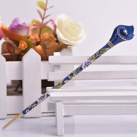 Lurrose Vintage Hair Chopstick Chinese Ancient Hair Stick Metal Hair Styling Hairpins Floral Hair Stick (Blue)