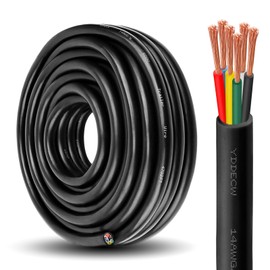 6 Way Trailer Wire - 14/6 Heavy Duty 30FT 100% Pure Copper 6 Wire Trailer Cable 14 Gauge 6 Conductor Wiring Extension Cable Insulated Cable for Rv Trailer and Automotiv