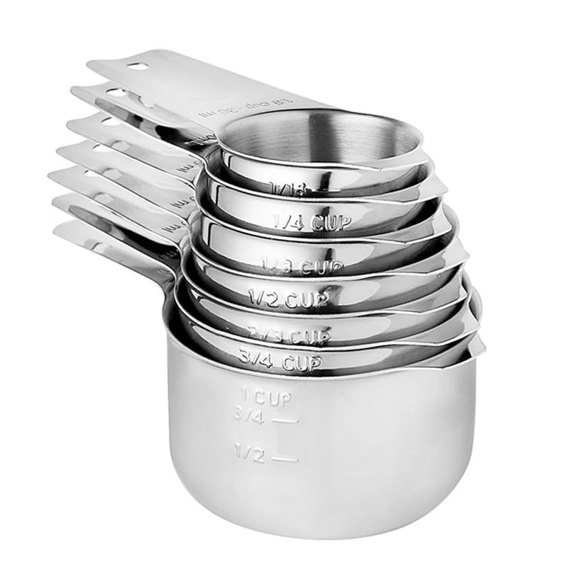 HEXPAN Heavy Duty 304 Metal Stainless Steel Measuring Cups &