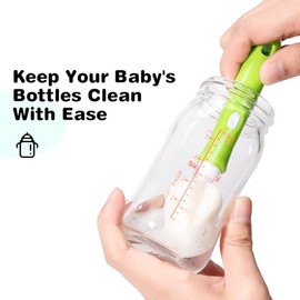 10 Pcs Sponge Bottle Nipple Brushes,4 Sponge Nipple Brushes for Baby Bottles, 4 Replacement Heads and 2 Pcs 7.87" Straws for Cleaning,Green