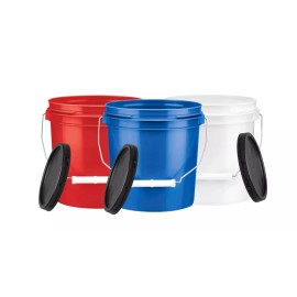 House Naturals 1 Gallon Food Grade Buckets with Lids BPA Free Plastic containers- Pack of 3