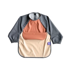 Premium Long Sleeve Baby Bib with Food Catcher — Waterproof, Machine Washable, Mess-Free Feediny Bib for 6-36 Months — PixieTales (Charcoal)