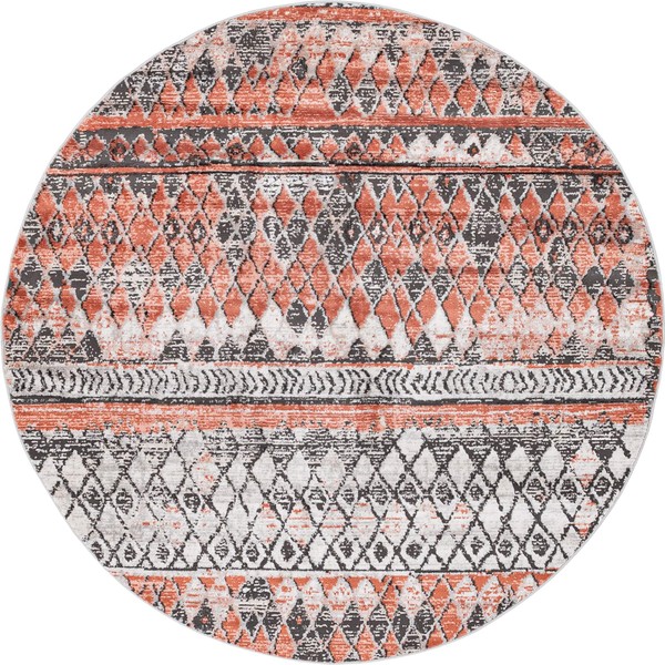 Rugs.com Leipzig Collection Round Rug – 6 Ft Round Salmon