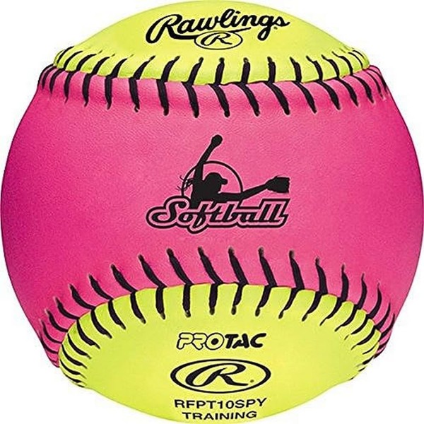 Rawlings | Soft Fastpitch Training Softball | 10" Pink/Optic Yellow | RFPT10SPY | 12 Count (Pack of 1)