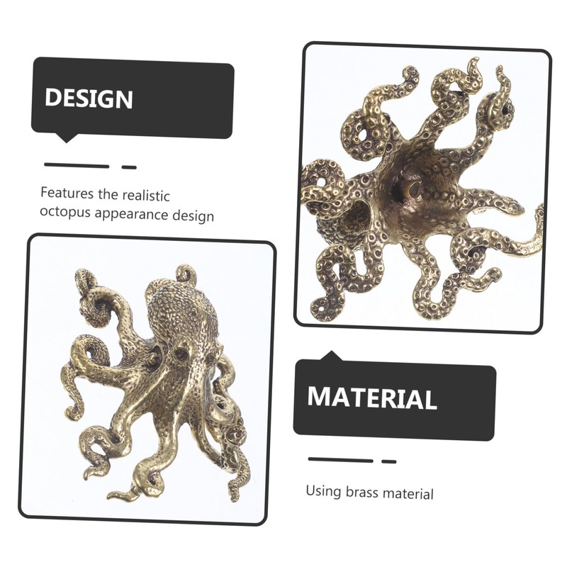 KITANDOVE Unique Sculpted Brass Octopus Ornament for Home Decor -