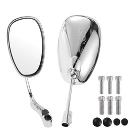 ACROPIX M8/M10 Motorcycle Rear View Mirrors Bar End Side Mirrors Mount Adjustable Chrome Silver Tone Aluminum Alloy Oval Shape