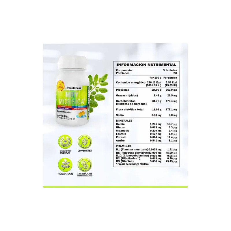 Suplemento Moringa Complejo Inositol Energía Bienest