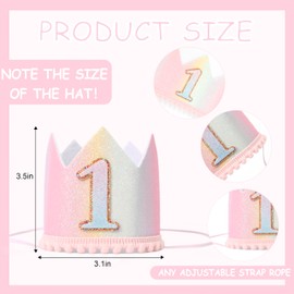 Baby's First Birthday Rainbow Crown Hat - Photo Prop for One Year Old Party Decor - Children's Mini Rainbow Party Hat
