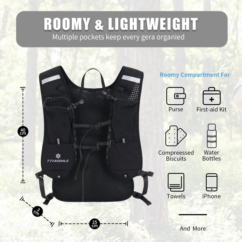 Trinkweste, Rucksack mit 2 l Wasserblase oder 470 ml weicher