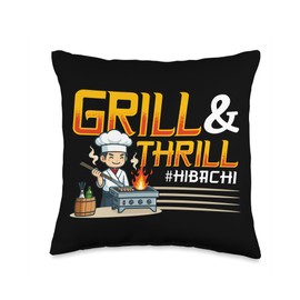 Hibachi Chef Costume, Barbeque Grill Thrill Japanese Cuisine Throw Pillow