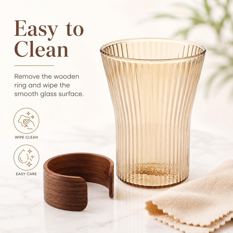 DECHOUS Amber Glass Toothbrush Holder Cup for Bathroom