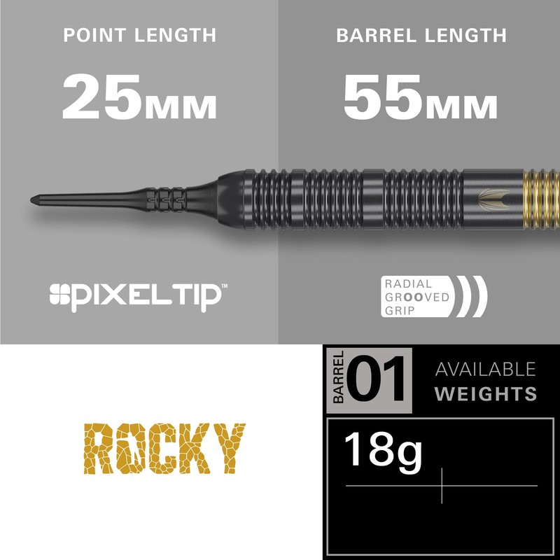 TARGET Darts Josh Rock Soft Tip Darts, 18G Brass Darts,