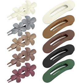 WEXFFU 10 Pcs Flat Hair Clips, Lay Flat Claw Clips for Women Thick Thin Curly Straight Fine Hair, Matte Non-slip Big Hairclips for Daily Use Decotations, Strong Hold & Comfortable All Day, L 4.3In