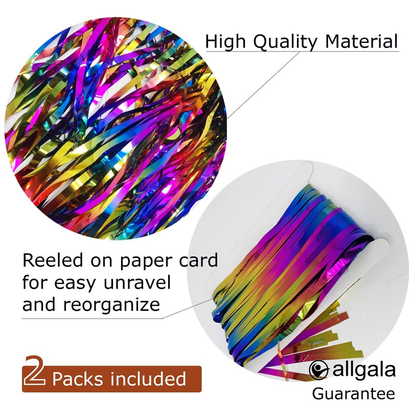 Allgala 2-Pack 29x108 Inch Metallic Foil Fringe Tinsel Table Skirts