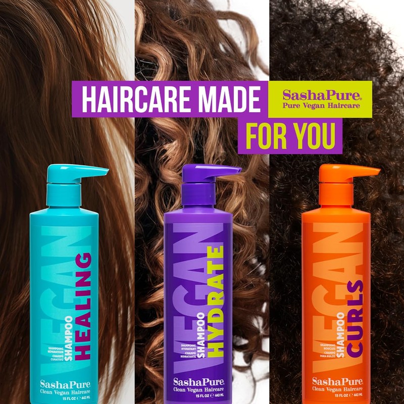 Sashapure Repairing Shampoo with Sacha Inchi Oil, Boosts Shine and