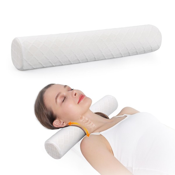Cozyhealth Small Cervical Roll Pillow Memory Foam Neck Round Pillow,