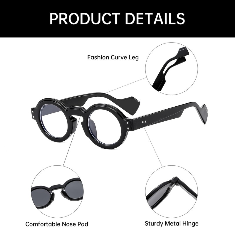 YAMEIZE Oval Blue Light Filter Glasses for Women Men Retro