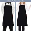 APRONPANDA Professional Adjustable Black 100% Cotton Apron with 2 Pockets