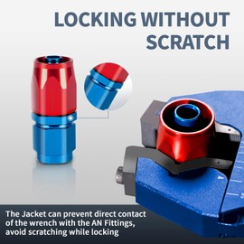 BRIFITOR Non Marring AN Fittings Wrench Adjustable Aluminum AN Wrench For 3AN-16AN Hose End Fittings With Replaceable Hex Type & Flat Type Jaw Protectors, Blue.