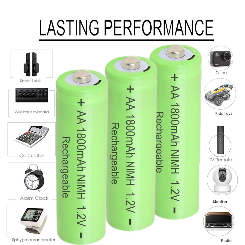 Betmaxful 12 Count Ni-MH 1.2V AA 1800mAh Rechargeable Batteries Double