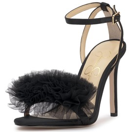 Jessica Simpson Women's Jilria Heeled Sandal, Black Mesh, 8.5