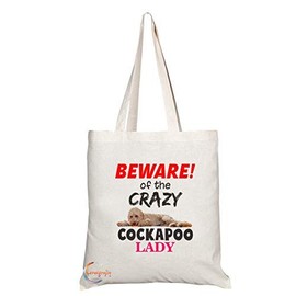 Coralgraph TB517 BEWARE! of the CRAZY COCKAPOO LADY Novelty Present Gift Printed Eco-Friendly Stylish Long Handled Tote Shoulder Bag
