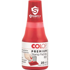 COLOP Premium Tinta para Sellos 801, 25ml, 5 Colores (Negro, Azul, Rojo, Verde, Violeta), Compatible con Trodat y Shiney, Fabricado en Alemania (Rojo)