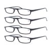 MODFANS Reading Glasses Black +2.5-4 Pairs Fashion Readers Narrow Frame