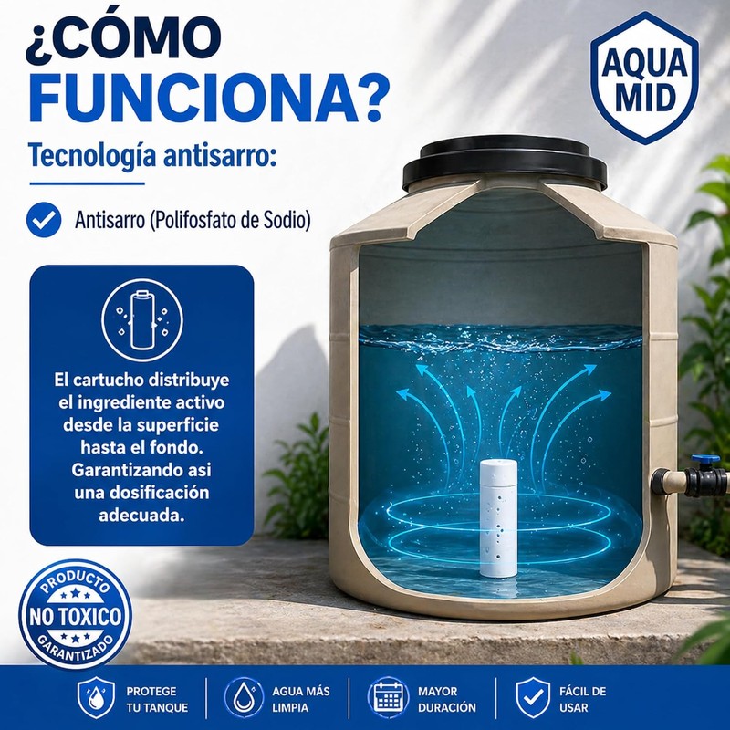 Sistema antisarro para tinaco AquaMid 5 unidades – 6 meses