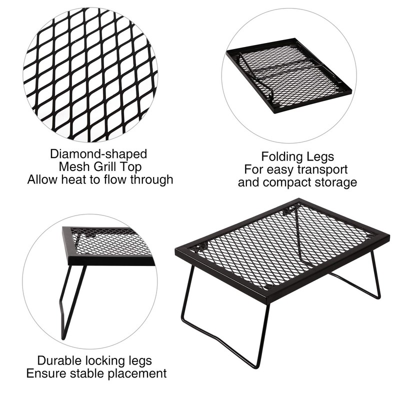 REDCAMP Folding Campfire Grill Heavy Duty Steel Grate, Portable Camp