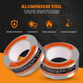 TAPEWELL Professional Aluminum Foil High Temperature Tape, Premium Aluminum Tape for Ductwork, HVAC, Dryer Vent -2 Inch by 150 Feet (50 Yards) 3.9 Mil - Pack of 2