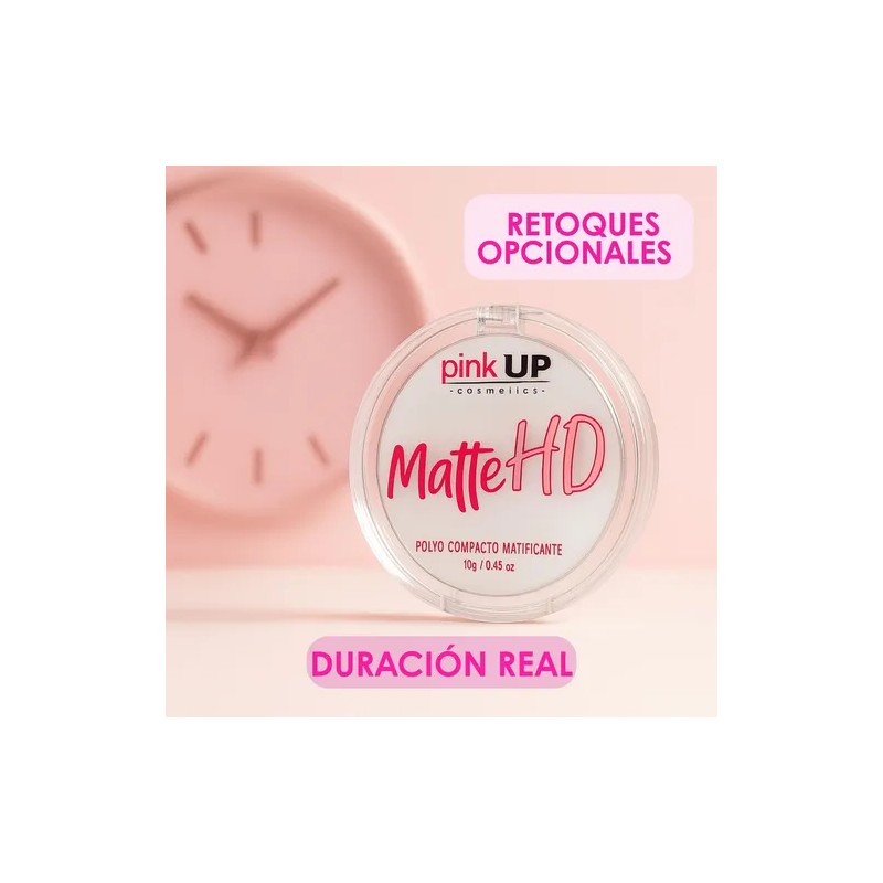 Pink Up, Polvo Compacto Hd, Matificante, Pieles Mixtas