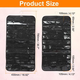 uxcell Dual-sided Hanging Jewelry Organizer with 80 Pockets, Over the Door Jewelry Organizer Wall Mounted Necklace Holder for Closet Earrings Bracelets Rings, Black