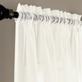MYSTIC-HOME Extra Wide Sheer Curtains Ivory 84 Inches Long, Window Treatments Rod Pocket Drapes for Living Room, Bedroom, 108 in Width Semi Sheer Curtains for Yard, Villa, Parlor, 108"x 84", 2 Panels