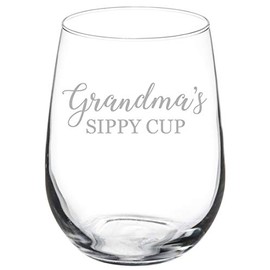 Wine Glass Goblet Grandma's Sippy Cup Grandmother Funny (17 oz Stemless)