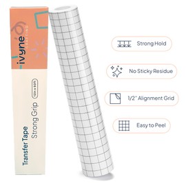 iVyne Transfer Tape for Vinyl Cricut - High Tack 12'' x 50 ft Black Grid, Strong Grip Transfer Paper Roll Suitable for Craft Adhesive Vinyl Used for Stickers, Windows, Signs, Mugs and Home Décor